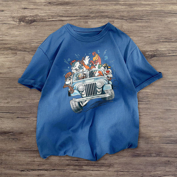 Cartoon print fashion short-sleeved T-shirt