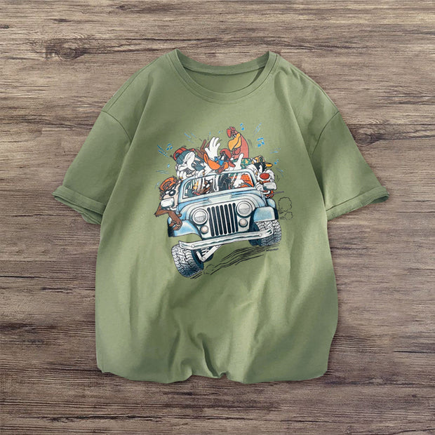 Cartoon print fashion short-sleeved T-shirt