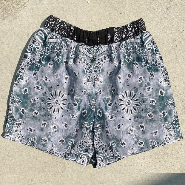 Tie-dyed cashew flower retro shorts