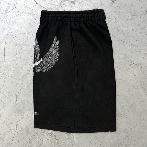 Skull Statement Butterfly Pattern Street Sports Shorts