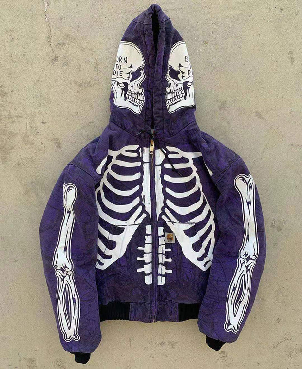 Skull Long Sleeve Polyester Hoodie Floral Hoodie