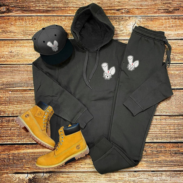 Street style rabbit print long-sleeved hoodie casual pants suit