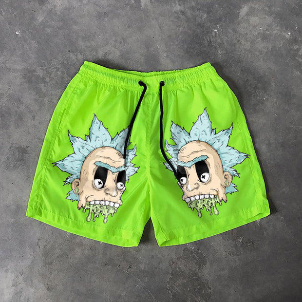 Cartoon character print Hawaiian shorts
