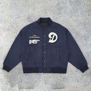 Retro pattern street fashion brand warm baseball uniform jacket