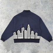 Retro pattern street fashion brand warm baseball uniform jacket