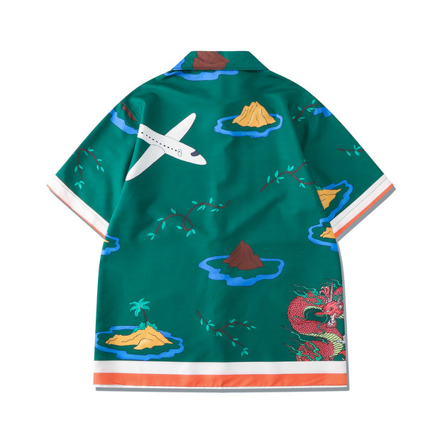 Beach Fun Cartoon Loose Shorts Set