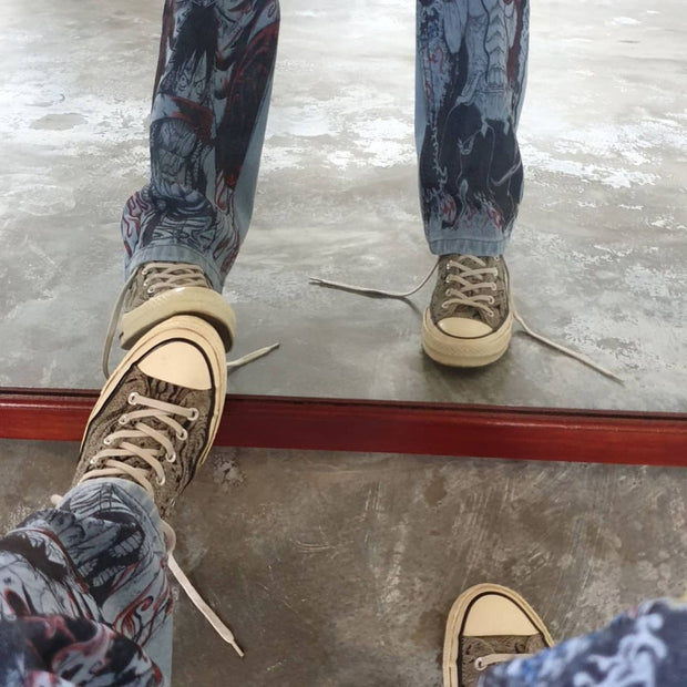 Personalized hip-hop fashion street denim trousers