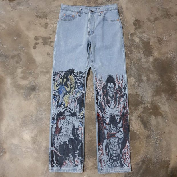 Personalized hip-hop fashion street denim trousers