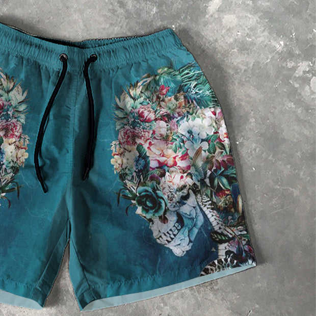 Skull Print 5 Inseam Shorts