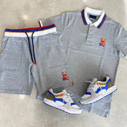 Casual polo collar short sleeve shorts suit