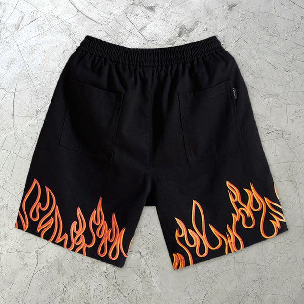 Flame Letters Fashion Personality Printed Hugh Shorts