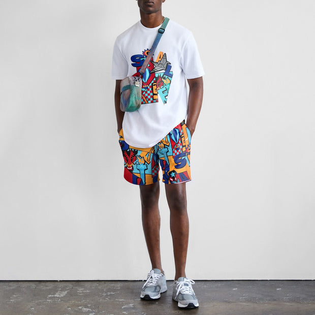 Fashion casual printed short sleeve suit