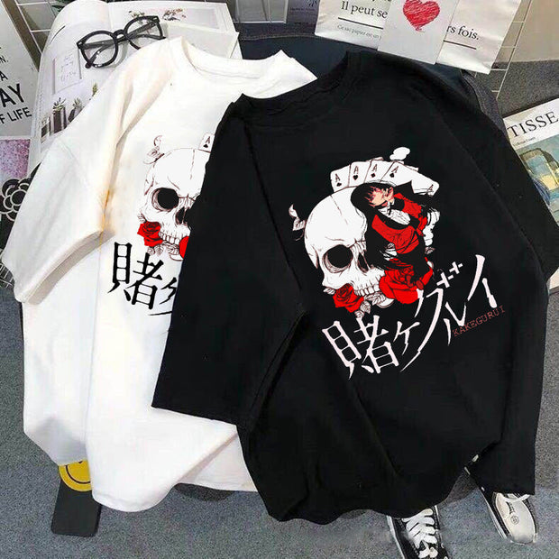 Skull pattern loose couple design T-shirt