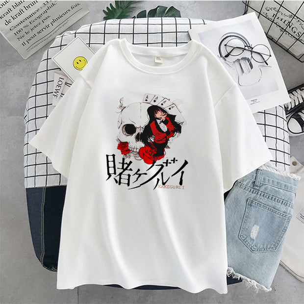 Skull pattern loose couple design T-shirt