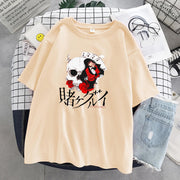 Skull pattern loose couple design T-shirt