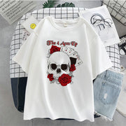 Skull pattern loose couple design T-shirt