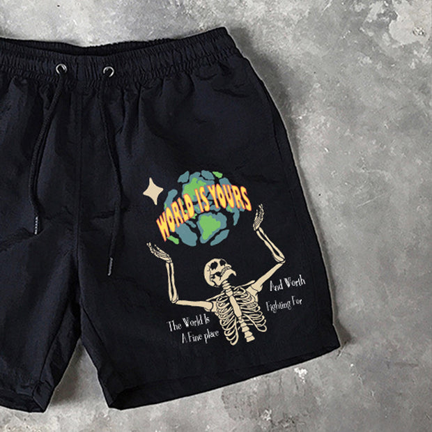 Skull Print 5 Inseam Shorts