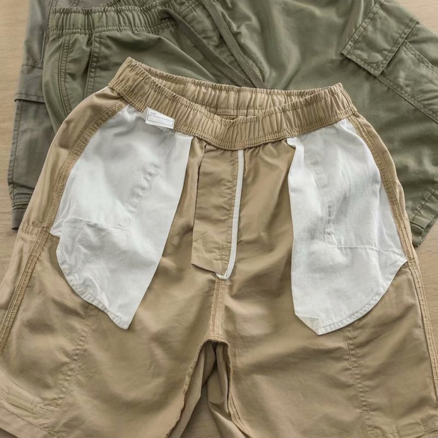 Multi Pocket Elastic Waist Cargo Shorts Casual Cropped Pants