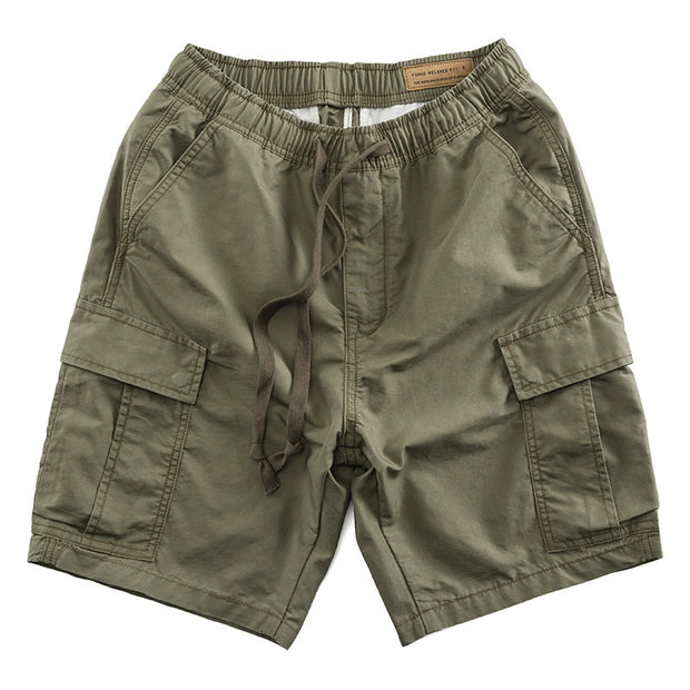 Multi Pocket Elastic Waist Cargo Shorts Casual Cropped Pants