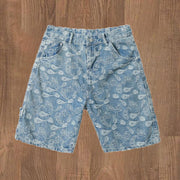 Fashion street cashew flower denim shorts