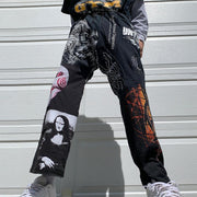Personalized Tide Brand Printed Street Straight Pants
