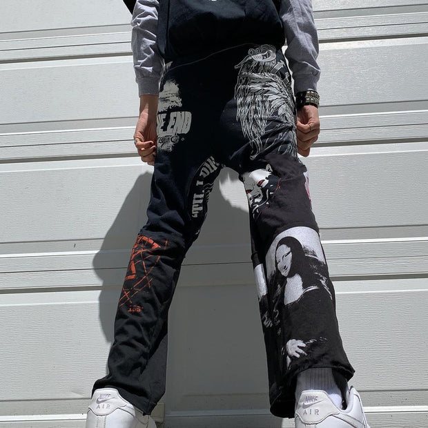 Personalized Tide Brand Printed Street Straight Pants