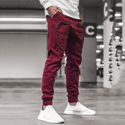Men's workwear trousers, woven multi-pocket casual pants, drawstring pants