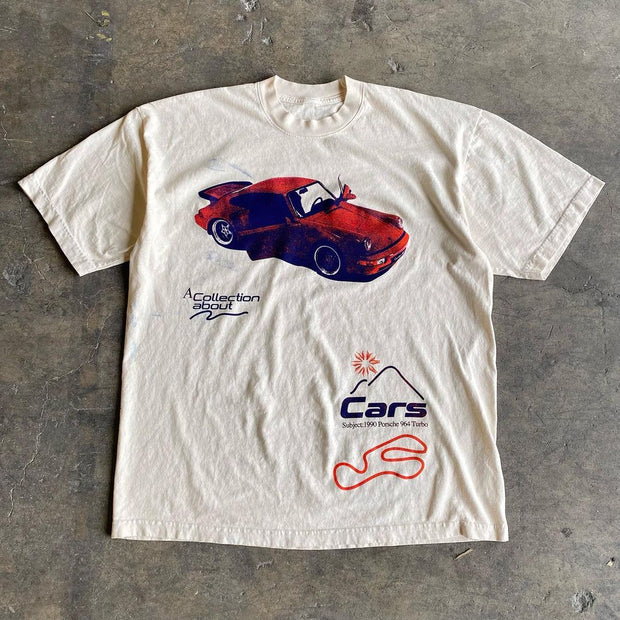 Car pattern personalized retro short-sleeved T-shirt