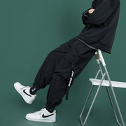 Workwear and straight leg wide Hong Kong style casual pants
