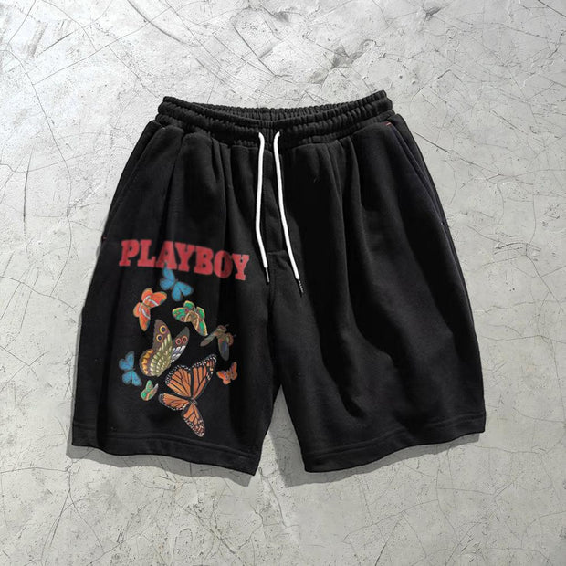 Outdoor sports leisure butterfly retro print shorts
