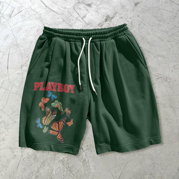 Outdoor sports leisure butterfly retro print shorts