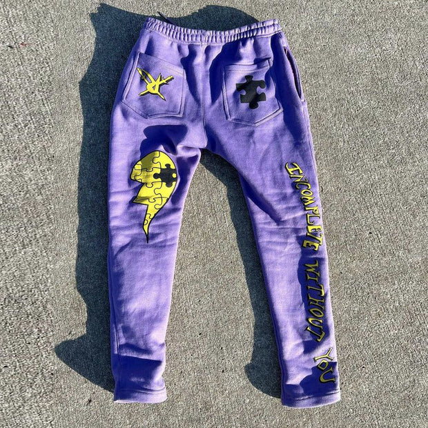 Fashionable sports puzzle print trousers