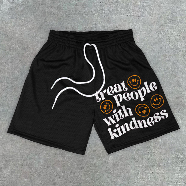 Casual Print Letter Track Shorts