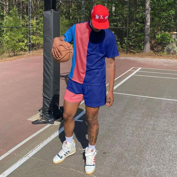 Casual color matching suit