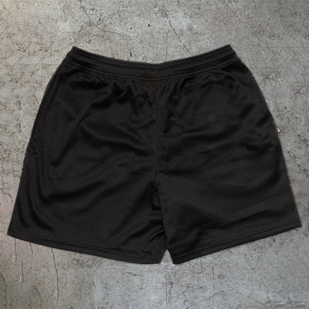 New York Peace Print Mesh Shorts
