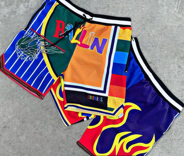 Street Contrast Fashion Sports Mesh Shorts