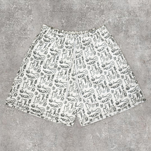 Statement preppy printed mesh shorts