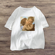 Retro print fashion short-sleeved T-shirt