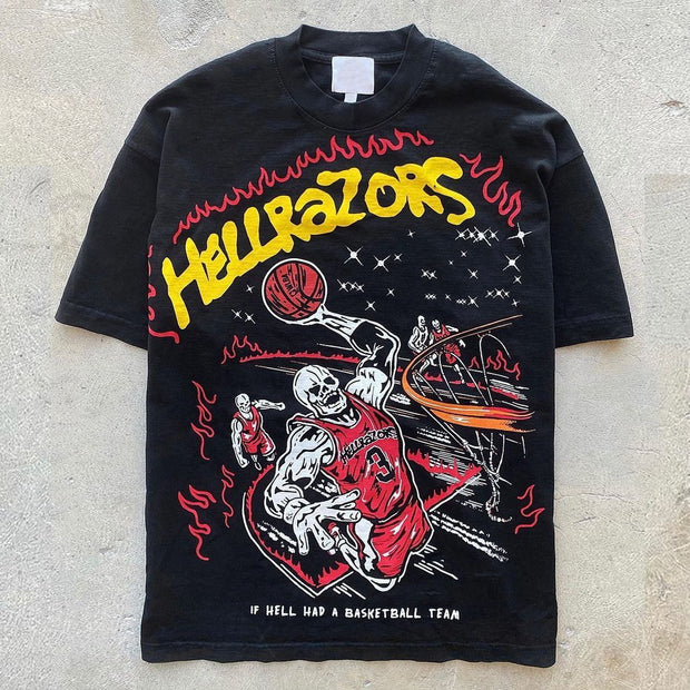 Personalized street style skull print short-sleeved T-shirt men