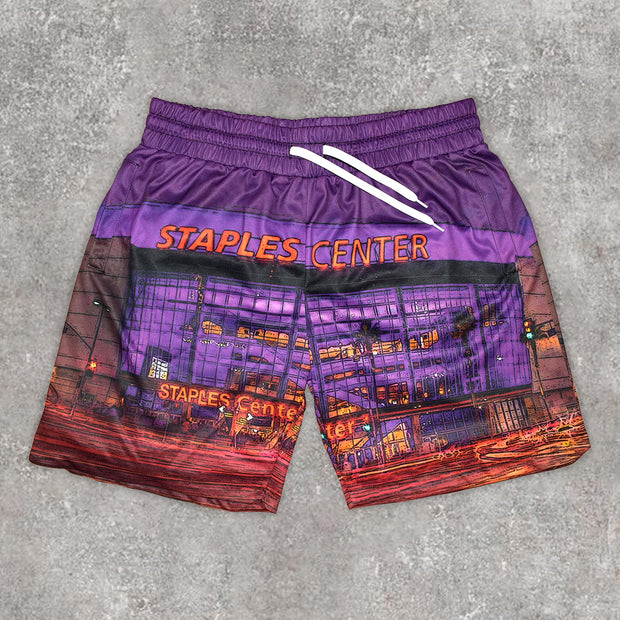 statement fashion print track shorts