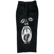 Personalized print loose street black jeans