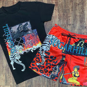 Street personality printed short-sleeved casual suit