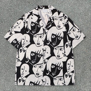 Street fashion brand lapel loose short-sleeved shirt suit
