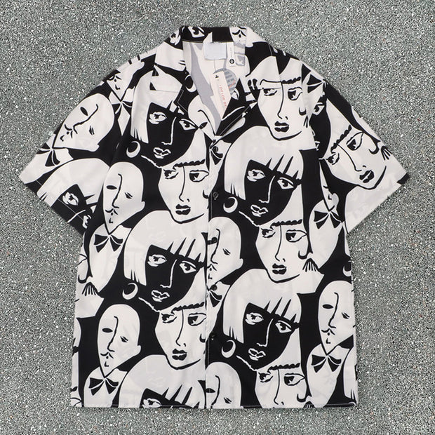 Street fashion brand lapel loose short-sleeved shirt suit