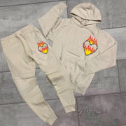 Burning heart casual street sports home plus velvet suit