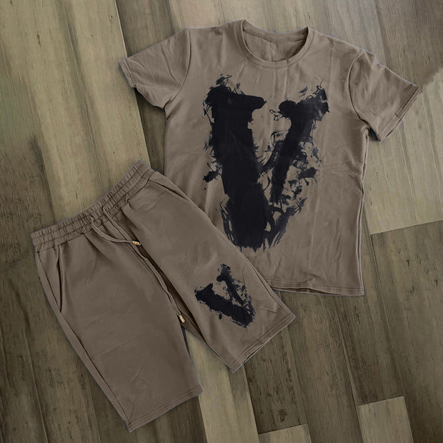 Tide brand personality retro street short sleeve suit