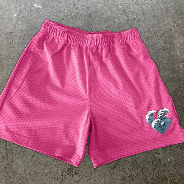 Love printed mesh sports casual shorts
