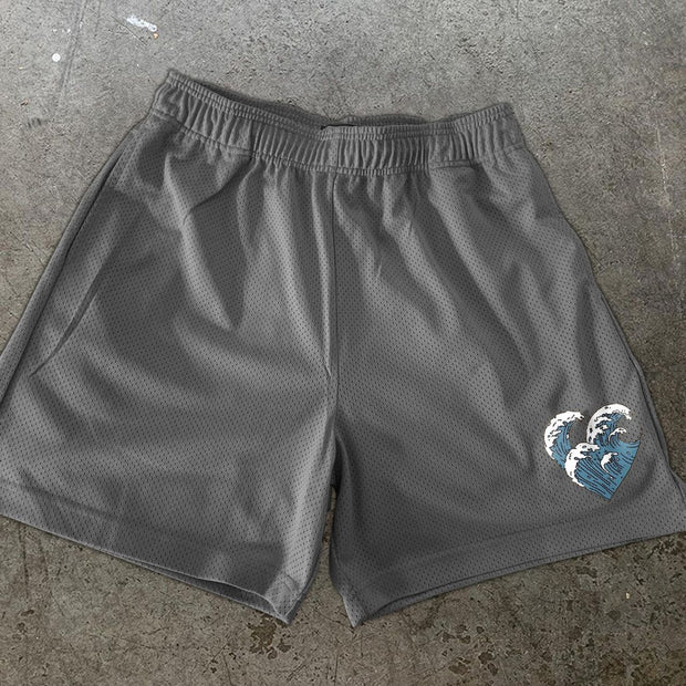 Love printed mesh sports casual shorts