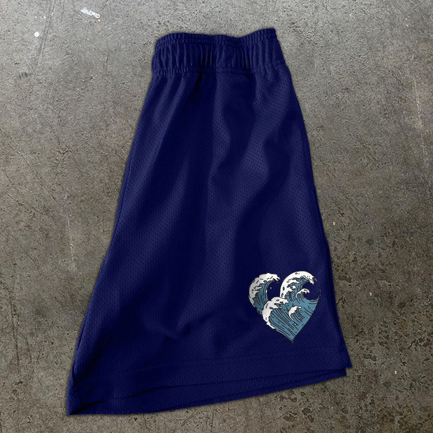 Love printed mesh sports casual shorts