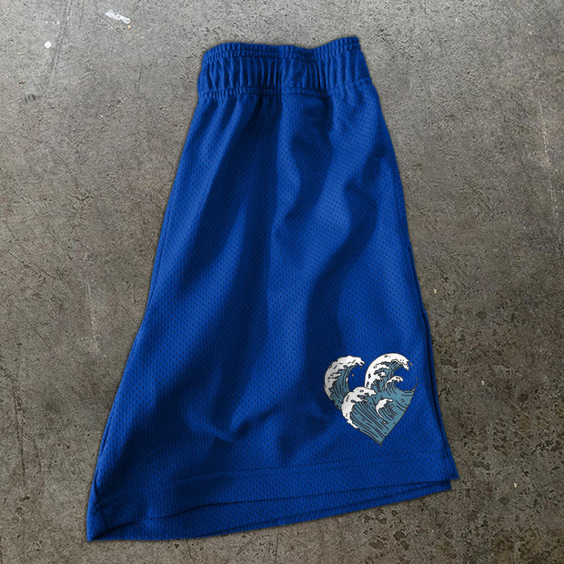 Love printed mesh sports casual shorts